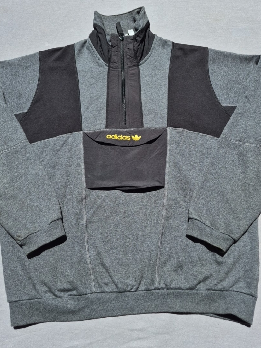 adidas Gray & Black Hooded Half-Zip Pullover